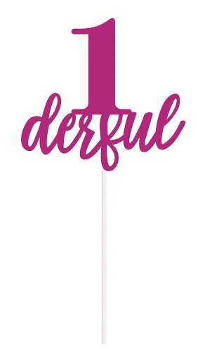 1derful Cake Topper - Pink - Click Image to Close